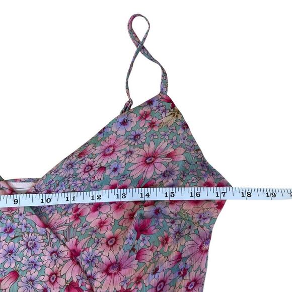 Lush Sz S Pastel Purple Pink Floral Flirt Mini Tank Dress Wrap Style Chiffon NWT - Picture 13 of 16